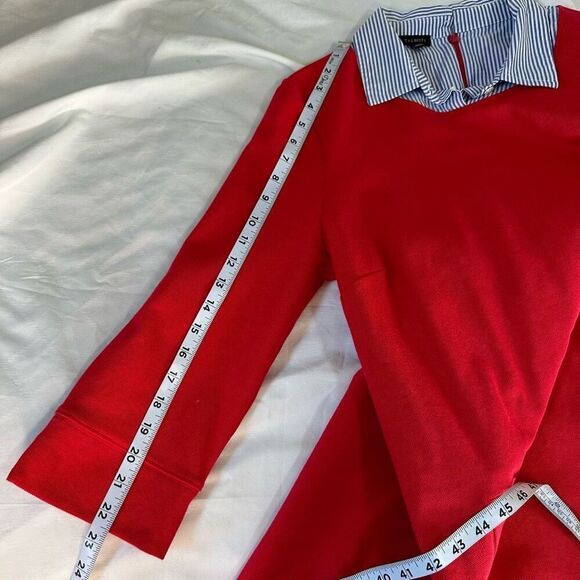 Talbots Red Pique Collared Dress Womens Large NWT Knee Length Preppy Pockets - Picture 9 of 10
